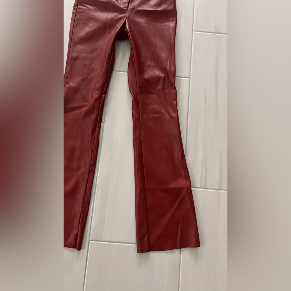 NWT Meshki dark cherry chocolate buttery soft faux leather pants - Picture 3 of 12